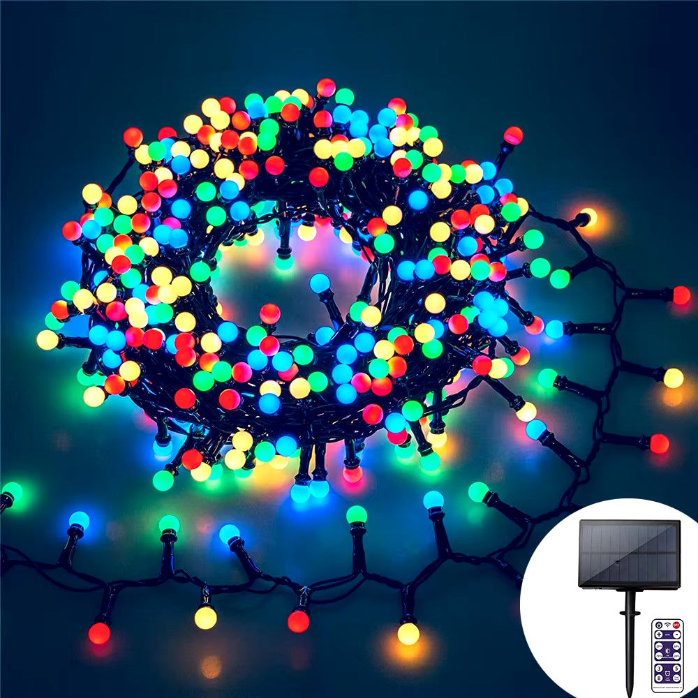 Solar LED Firecracker Fairy String Lights Glowing Ball Light Waterproof Outdoor Christmas Garland Light Home Party Decoration