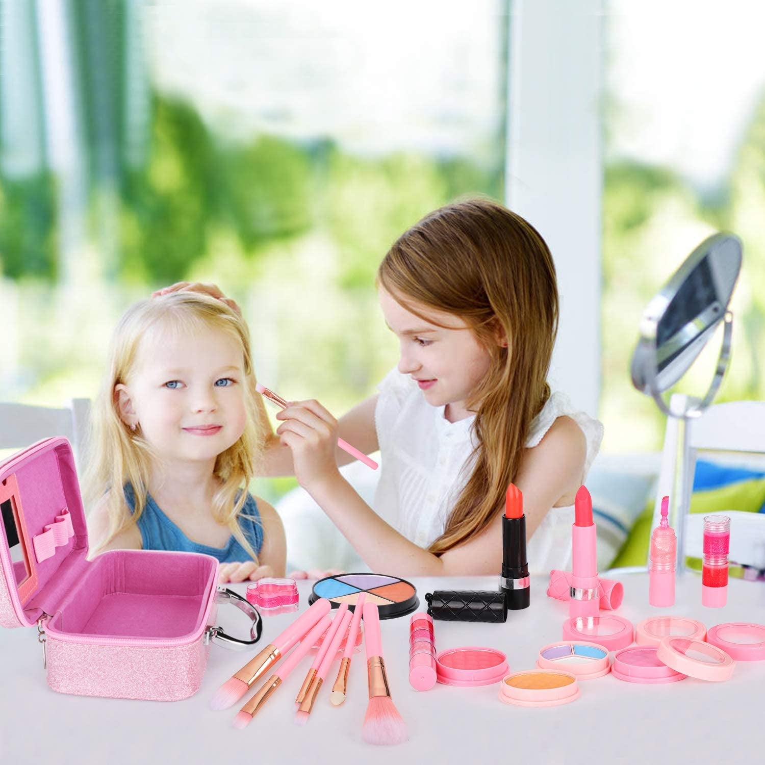 21Pcs Makeup for Girls Kids Makeup Kit Girl Real Pretend Play Makeup Toy for Toddler Washable Makeup Set for Girl Play Game Halloween Christmas Birthday Party