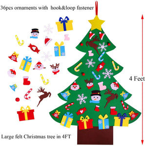 4FT DIY Felt Christmas Tree Set with 36Pcs Ornaments - Wall Hanging Decoration for Kids Toddlers Gift for Festive Party Supplies