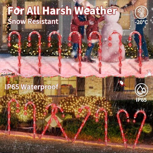 160 Red LED Christmas Lights, Solar Christmas Candy Cane Pathway 20 Pack Solar