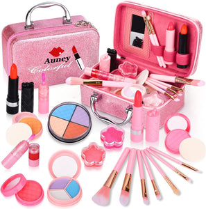 21Pcs Makeup for Girls Kids Makeup Kit Girl Real Pretend Play Makeup Toy for Toddler Washable Makeup Set for Girl Play Game Halloween Christmas Birthday Party