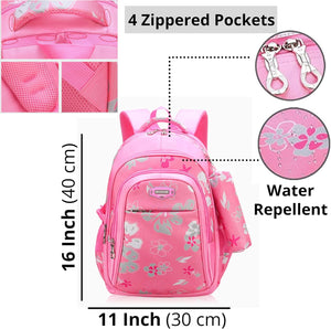 Kids Backpack for Girls with Pencil Case Trendy Backpack for School Water Repellent | Backpacks for Elementary or Kindergarten | Pink School Bag 16" School Bag