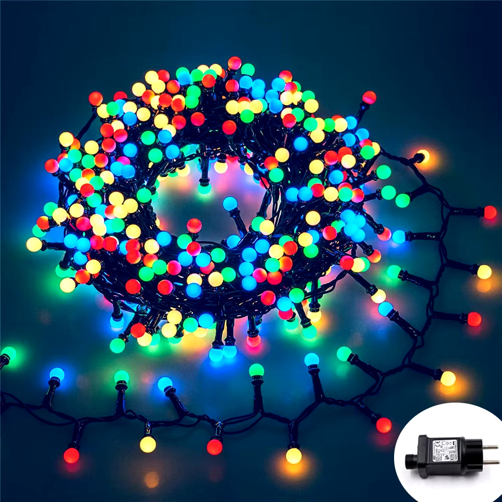 Solar LED Firecracker Fairy String Lights Glowing Ball Light Waterproof Outdoor Christmas Garland Light Home Party Decoration