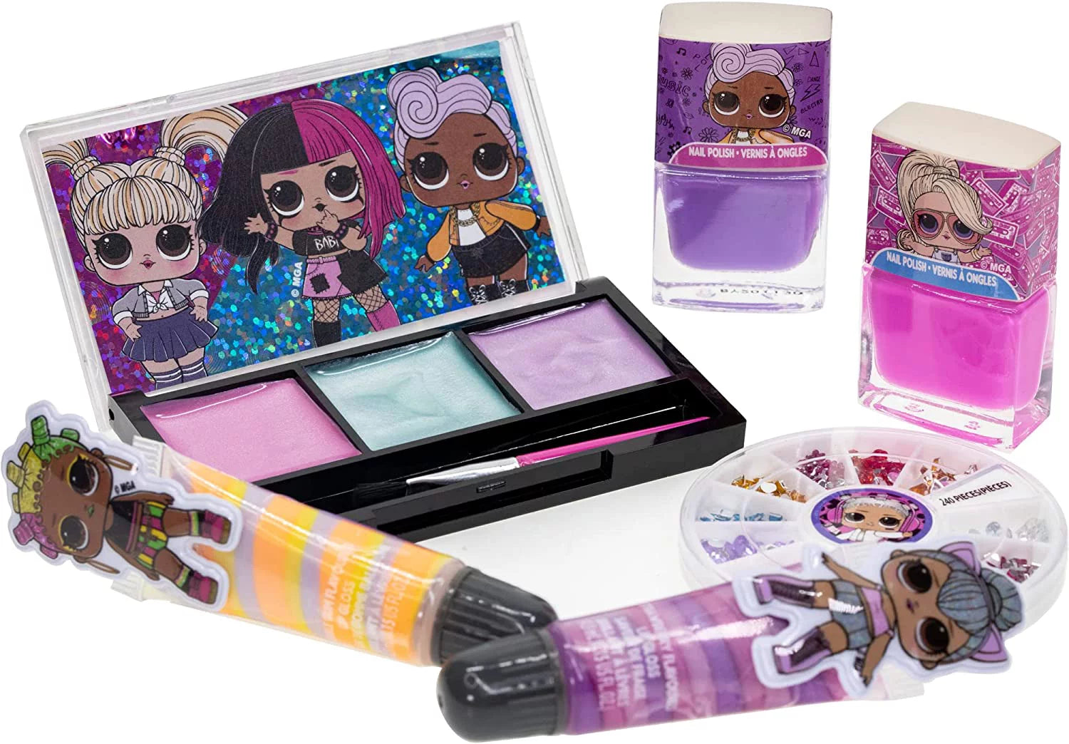 L.O.L Surprise!  Backpack Beauty Cosmetic Make-Up Set, Pretend Play Toy and Gift for Girls Ages 5+, 11 CT