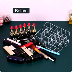 Lipstick Organizer,Small Clear Plastic Lip Gloss Perfume Sample Mascara Holder with 24 Slots