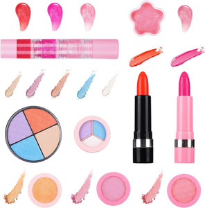 21Pcs Makeup for Girls Kids Makeup Kit Girl Real Pretend Play Makeup Toy for Toddler Washable Makeup Set for Girl Play Game Halloween Christmas Birthday Party