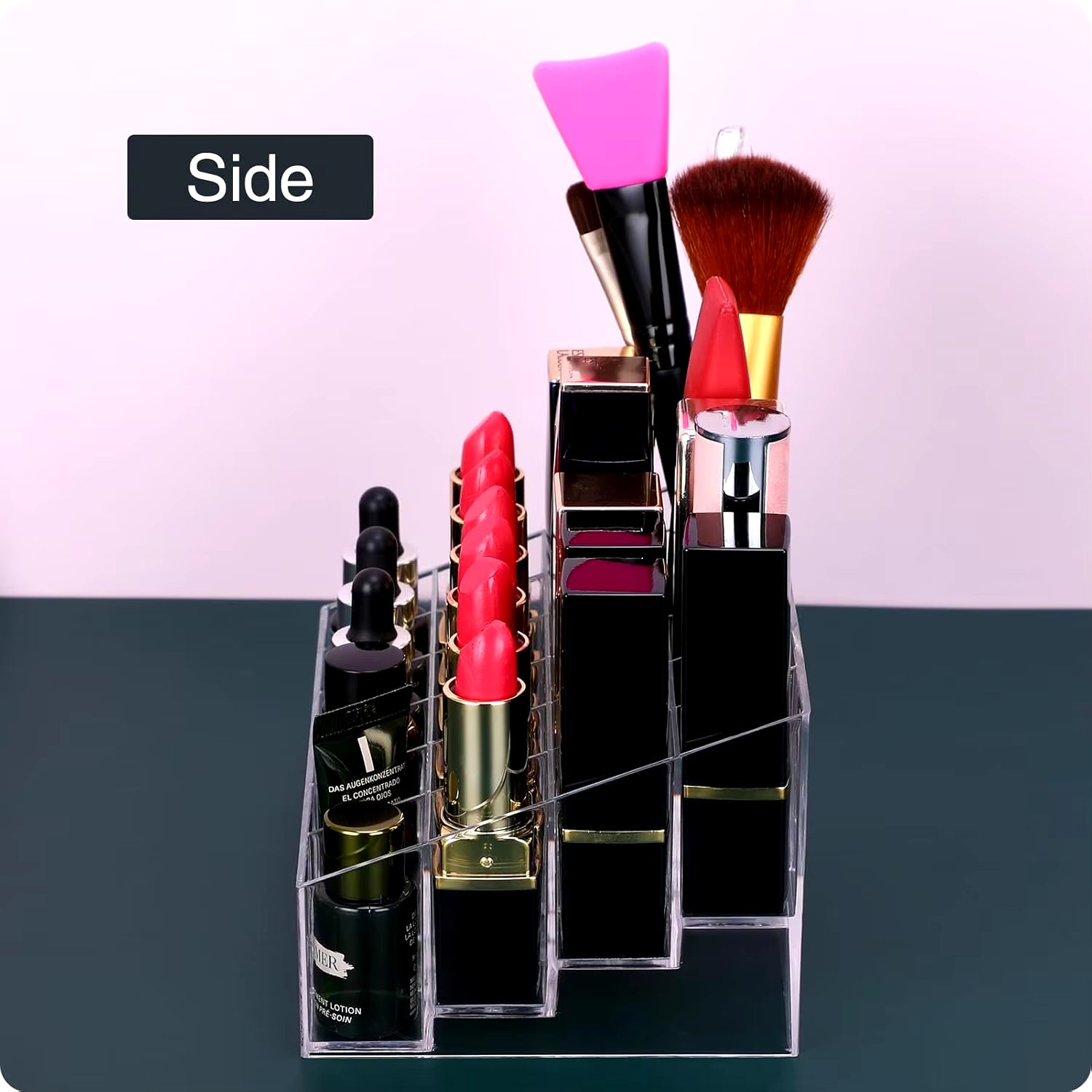 Lipstick Organizer,Small Clear Plastic Lip Gloss Perfume Sample Mascara Holder with 24 Slots