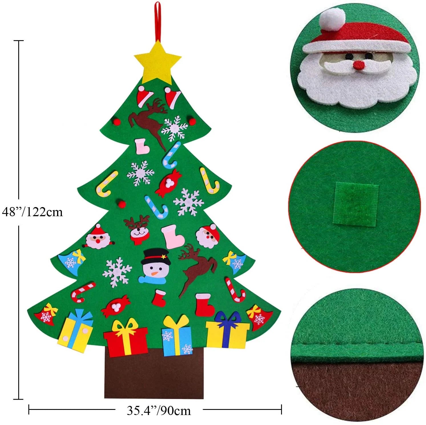 4FT DIY Felt Christmas Tree Set with 36Pcs Ornaments - Wall Hanging Decoration for Kids Toddlers Gift for Festive Party Supplies