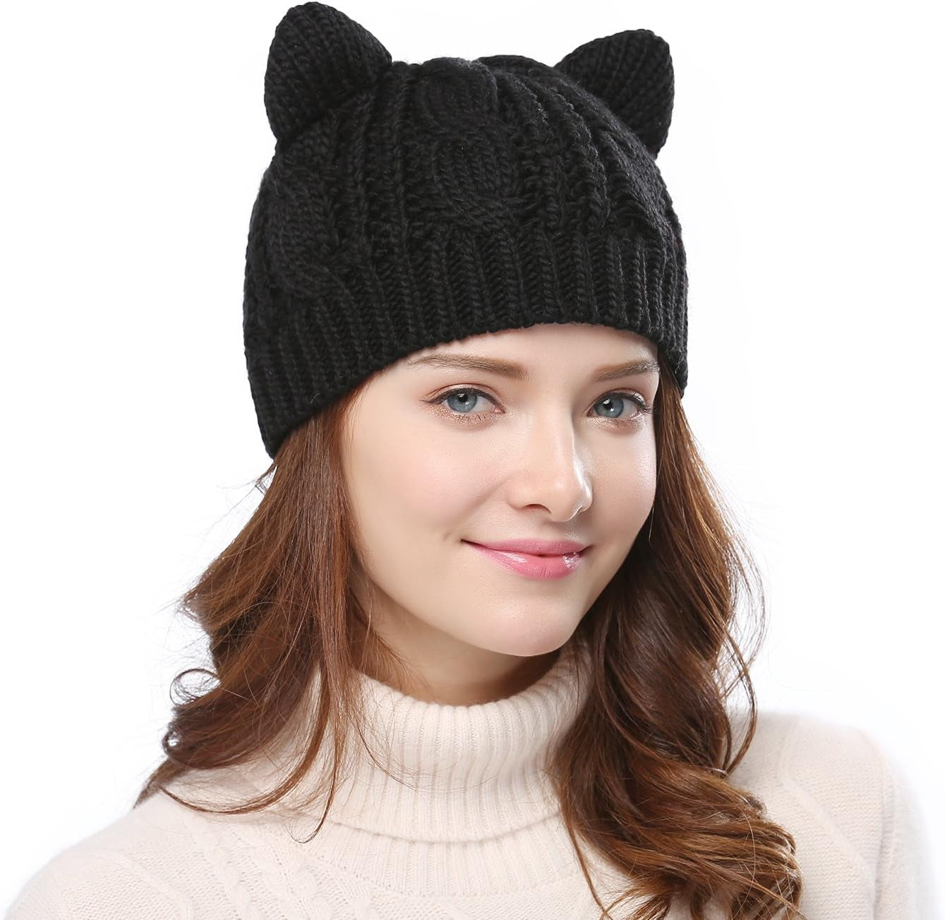 Women'S Hat Cat Ear Crochet Braided Knit Caps