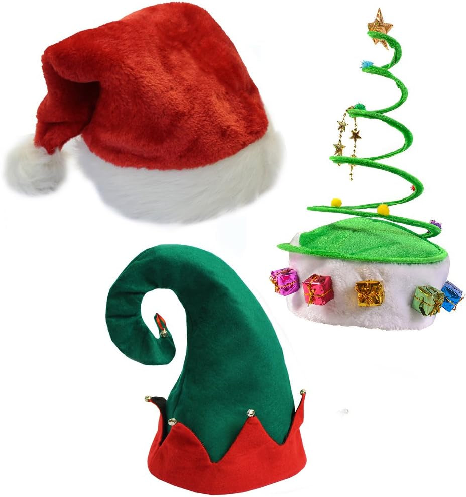 (SET of 3) Plush Santa Hat