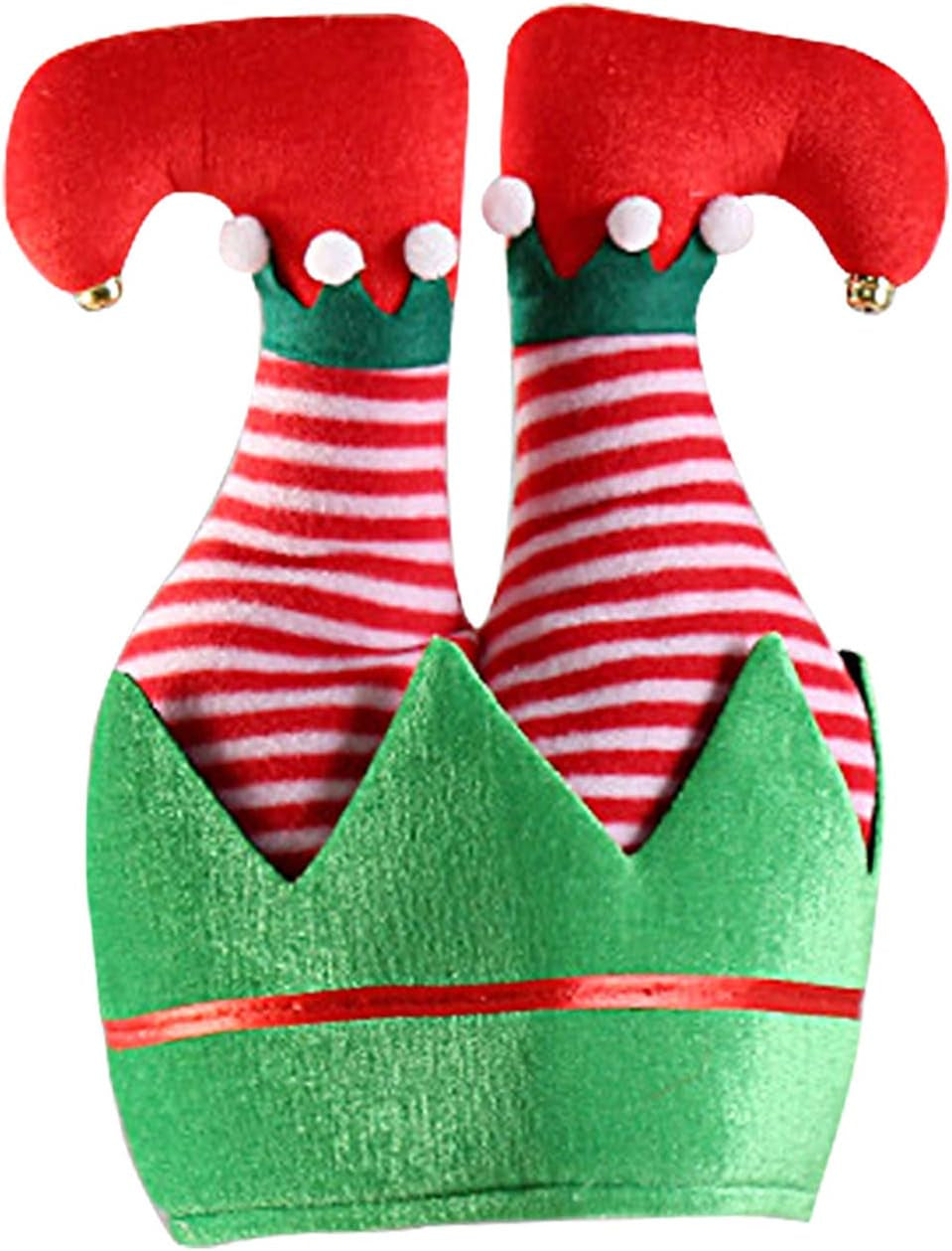 Christmas Elf Hat, Adults Novelty Santa Hats, Santa Pants Hat Crazy Hats Xmas Accessories (Red Stripe)