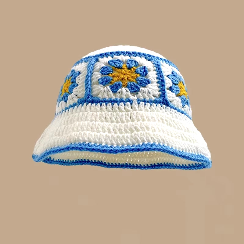 2023 NEW Women'S Handmade Crochet Bucket Hats Y2K Fashion Summer Beach Hat Korean Hollow Knitted Hat