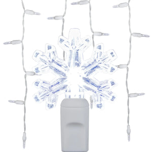 7Ft Cool White LED Snowflake Icicle Christmas Lights White Wire Holiday Light Decor