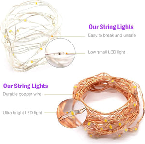 Outdoor Solar String Lights, Solar Powered Fairy Lights Waterproof Christmas Lights Decoration Copper Wire Solar Lights for Patio Yard Christmas Trees Wedding Party Decor (Yellow, 20M 200 LED)