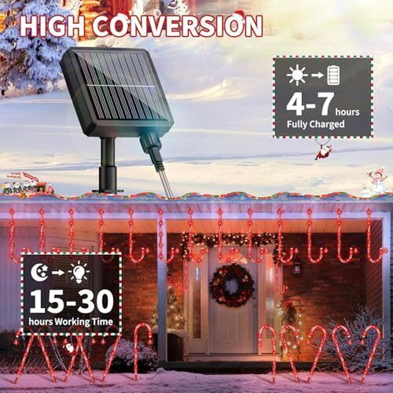 160 Red LED Christmas Lights, Solar Christmas Candy Cane Pathway 20 Pack Solar