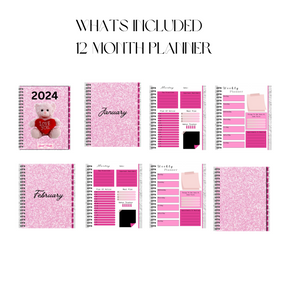 2024 Digital - Pink Teddy Bear Digital Planner