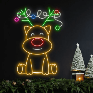 Reindeer Christmas Neon Sign, Christmas Lights Decoration