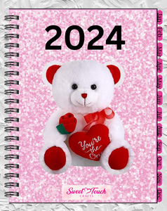 2024 Digital - White and Red Teddy Bear Digital Planner