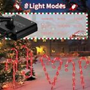 160 Red LED Christmas Lights, Solar Christmas Candy Cane Pathway 20 Pack Solar