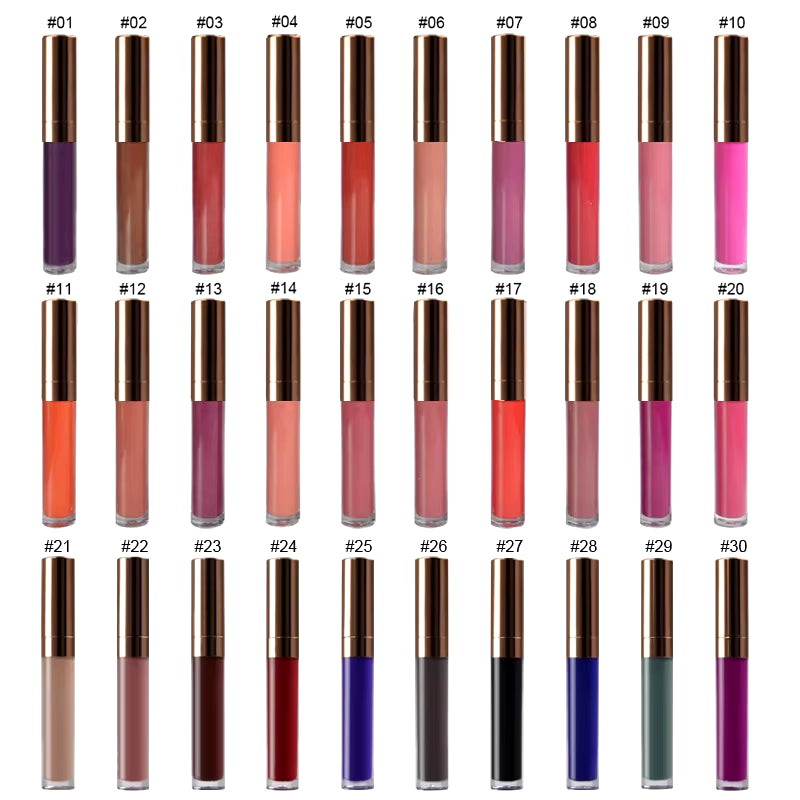 50Pcs 30 Colors Waterproof Matte Liquid Lipstick Lip Tint Matte Lip Gloss Cosmetic Lipstick Long Lasting Lipgloss Custom Logo