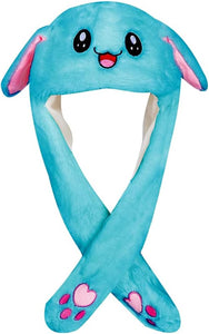 Rabbit Party Hats Christmas Hats for Adults Bunny Hat Rabbit Ears Mobile Jumping Cap Fun Hat (Blue)