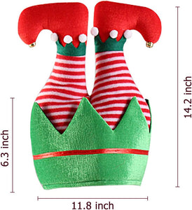 Christmas Elf Hat, Adults Novelty Santa Hats, Santa Pants Hat Crazy Hats Xmas Accessories (Red Stripe)