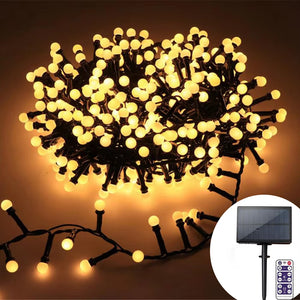 Solar LED Firecracker Fairy String Lights Glowing Ball Light Waterproof Outdoor Christmas Garland Light Home Party Decoration