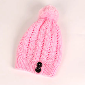 2024 Beanie Hat Women Crochet Knit Cap Ball Winter Skullies Beanies Warm Ball Caps Female Knitted Stylish Button Hats for Ladies