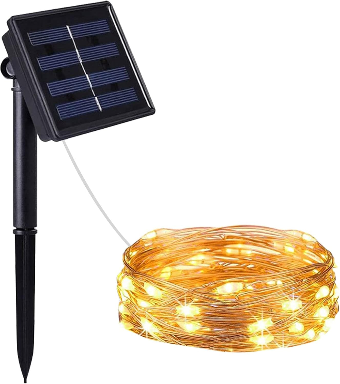 Outdoor Solar String Lights, Solar Powered Fairy Lights Waterproof Christmas Lights Decoration Copper Wire Solar Lights for Patio Yard Christmas Trees Wedding Party Decor (Yellow, 20M 200 LED)