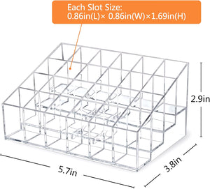 Lipstick Organizer,Small Clear Plastic Lip Gloss Perfume Sample Mascara Holder with 24 Slots