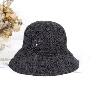 Womens Straw Hats Crochet Hat Bucket Hat UV Protection Sun Visor Beach Hats Women Visors Foldable Female Women Summer Sun Hat