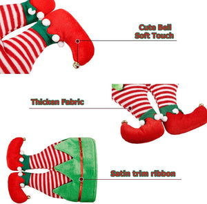 Christmas Elf Hat, Adults Novelty Santa Hats, Santa Pants Hat Crazy Hats Xmas Accessories (Red Stripe)