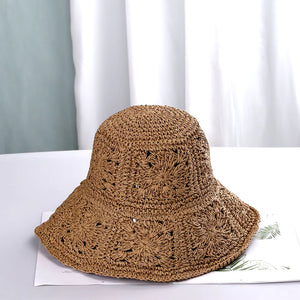 Womens Straw Hats Crochet Hat Bucket Hat UV Protection Sun Visor Beach Hats Women Visors Foldable Female Women Summer Sun Hat