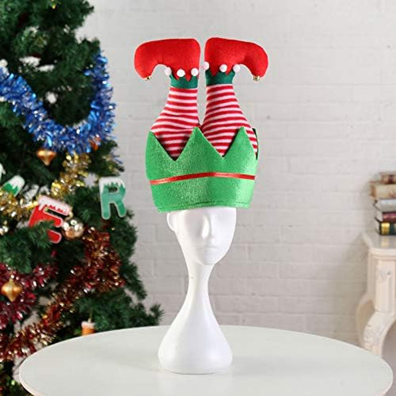 Christmas Elf Hat, Adults Novelty Santa Hats, Santa Pants Hat Crazy Hats Xmas Accessories (Red Stripe)