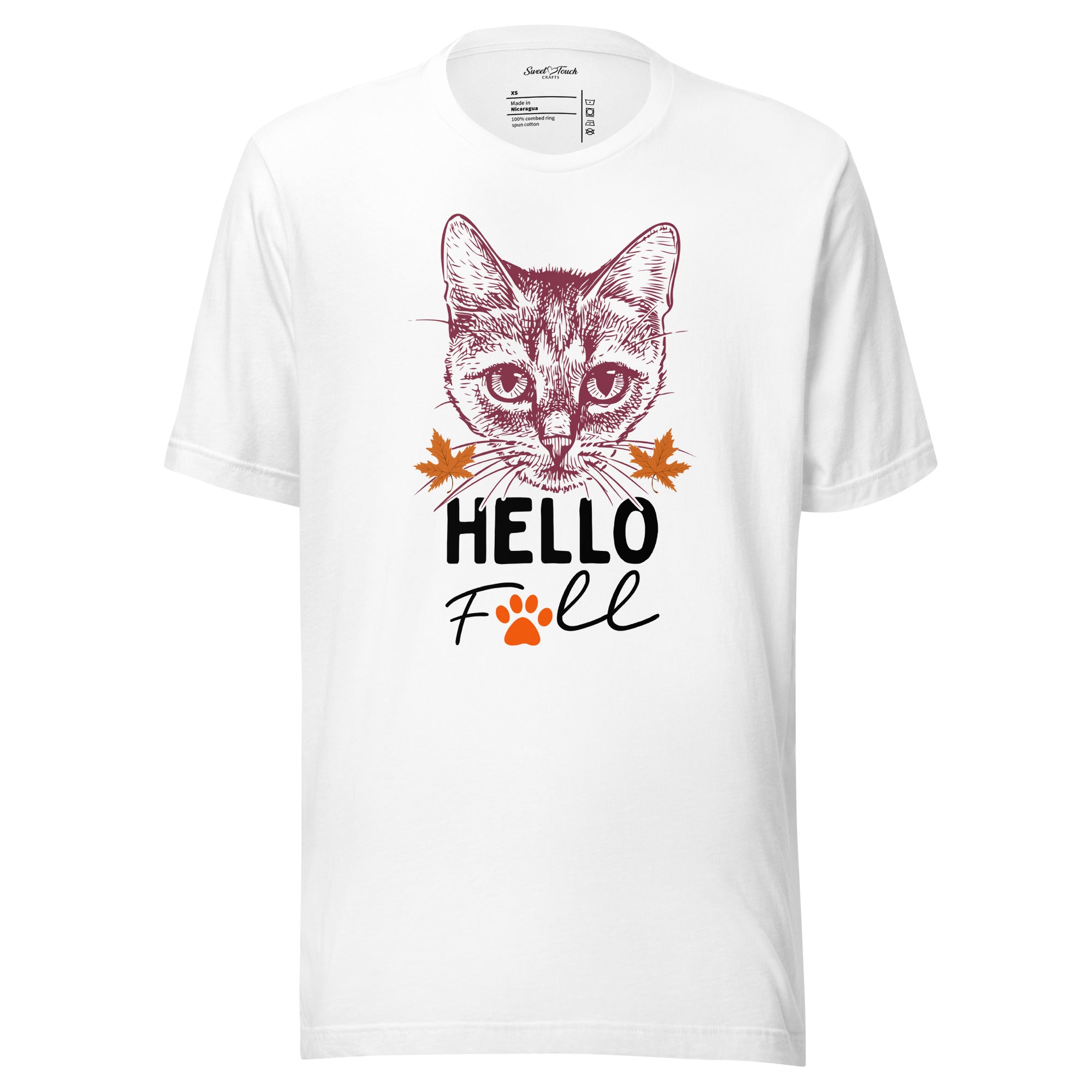 TShirt-FALL-Cute Fall Cat Comfortable Unisex 100%