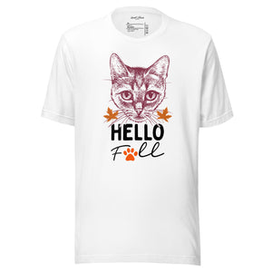 TShirt-FALL-Cute Fall Cat Comfortable Unisex 100%