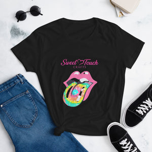 TShirt-Kiss Women's Short Sleeve-Kiss Lip Pink Design