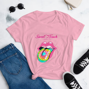 TShirt-Kiss Women's Short Sleeve-Kiss Lip Pink Design