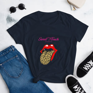 TShirt-Kiss Women's Short Sleeve-Leopard Design