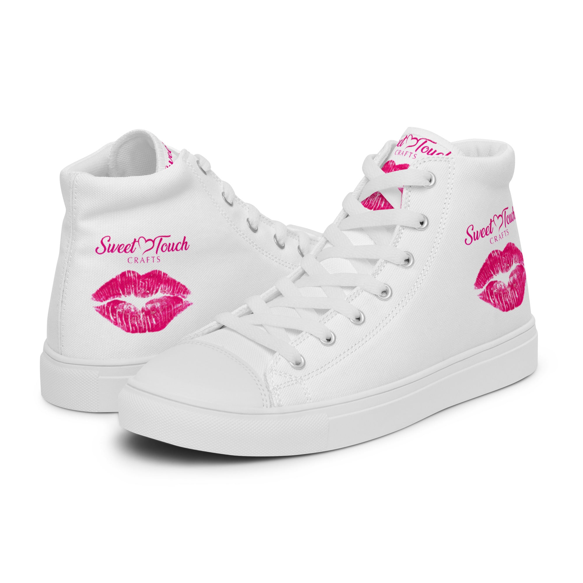 Women’s high top canvas shoes - Hot Pink Lip