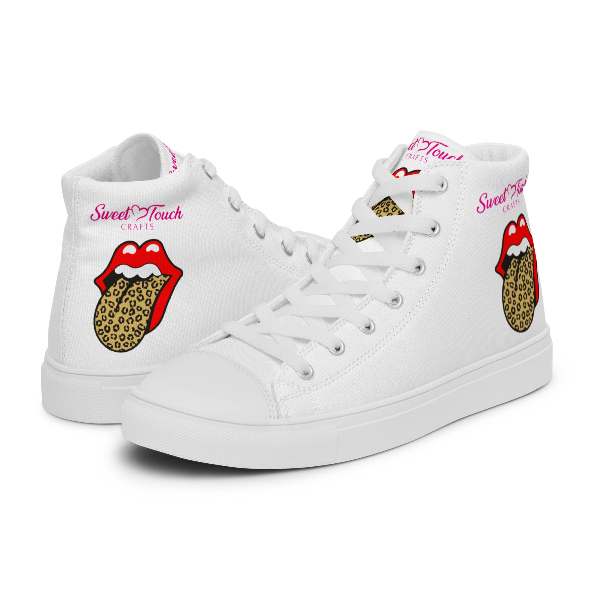 Women’s high top canvas shoes - Leopard Lip