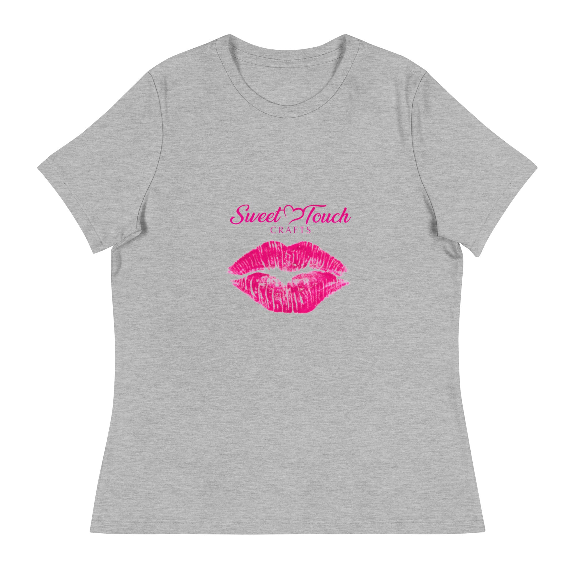 TShirt-Kiss Women's Short Sleeve-Kiss Lip Hot Pink Design #2