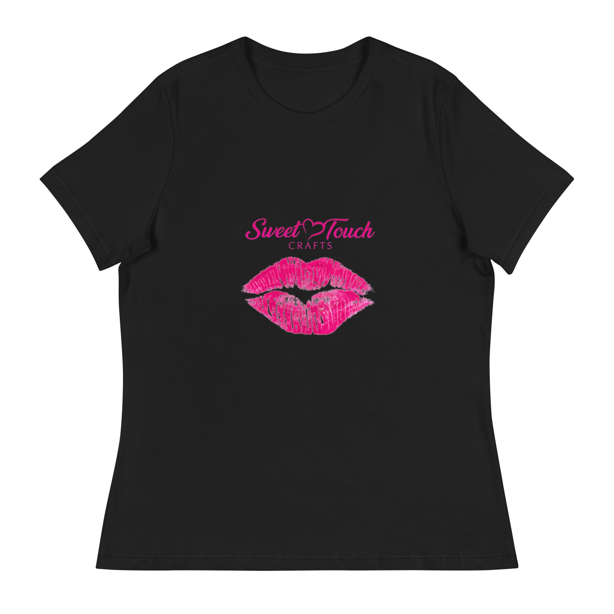 TShirt-Kiss Women's Short Sleeve-Kiss Lip Hot Pink Design #2