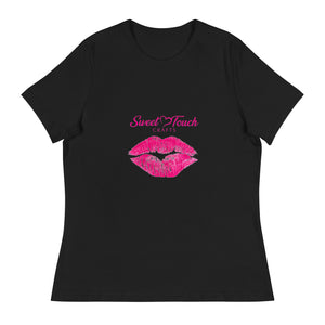 TShirt-Kiss Women's Short Sleeve-Kiss Lip Hot Pink Design #2