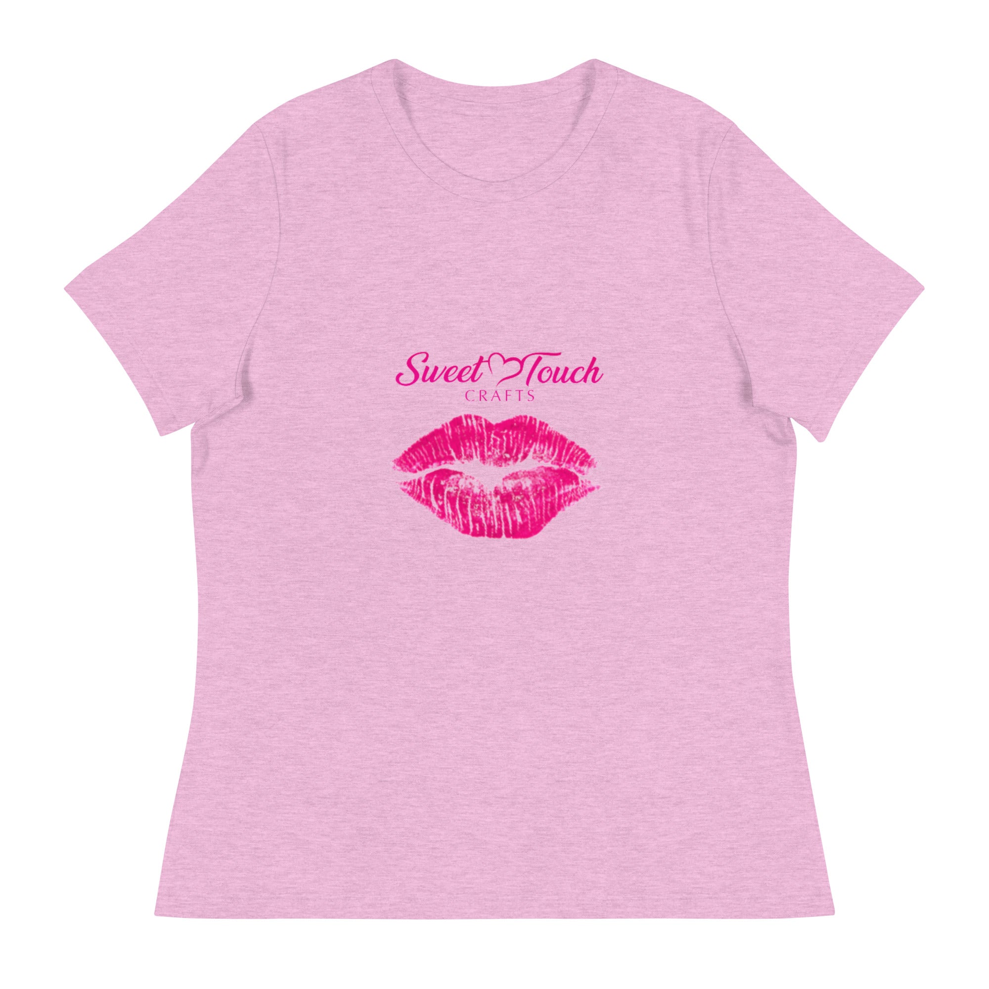 TShirt-Kiss Women's Short Sleeve-Kiss Lip Hot Pink Design #2