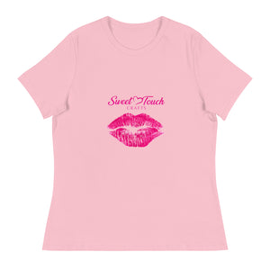 TShirt-Kiss Women's Short Sleeve-Kiss Lip Hot Pink Design #2