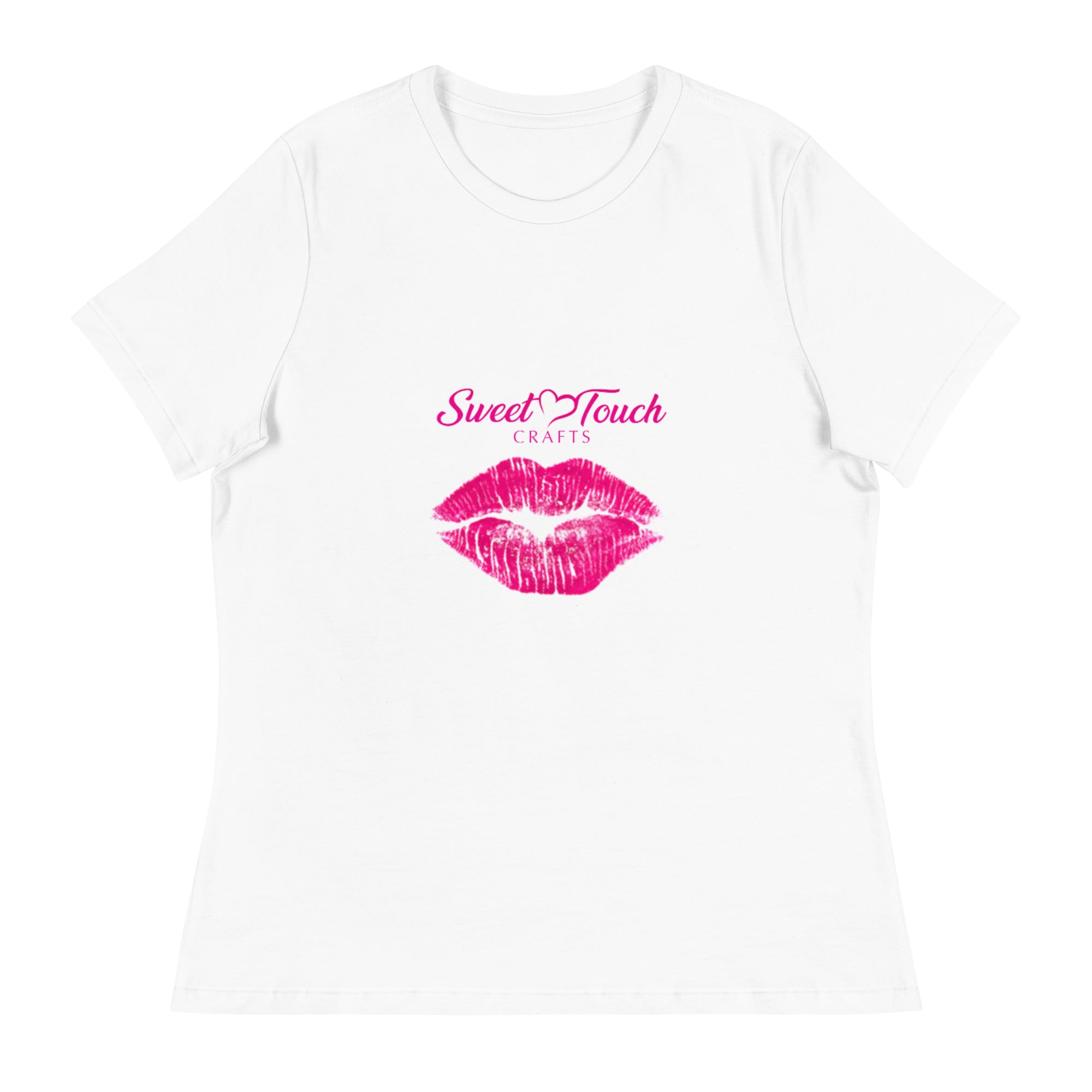 TShirt-Kiss Women's Short Sleeve-Kiss Lip Hot Pink Design #2