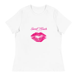 TShirt-Kiss Women's Short Sleeve-Kiss Lip Hot Pink Design #2